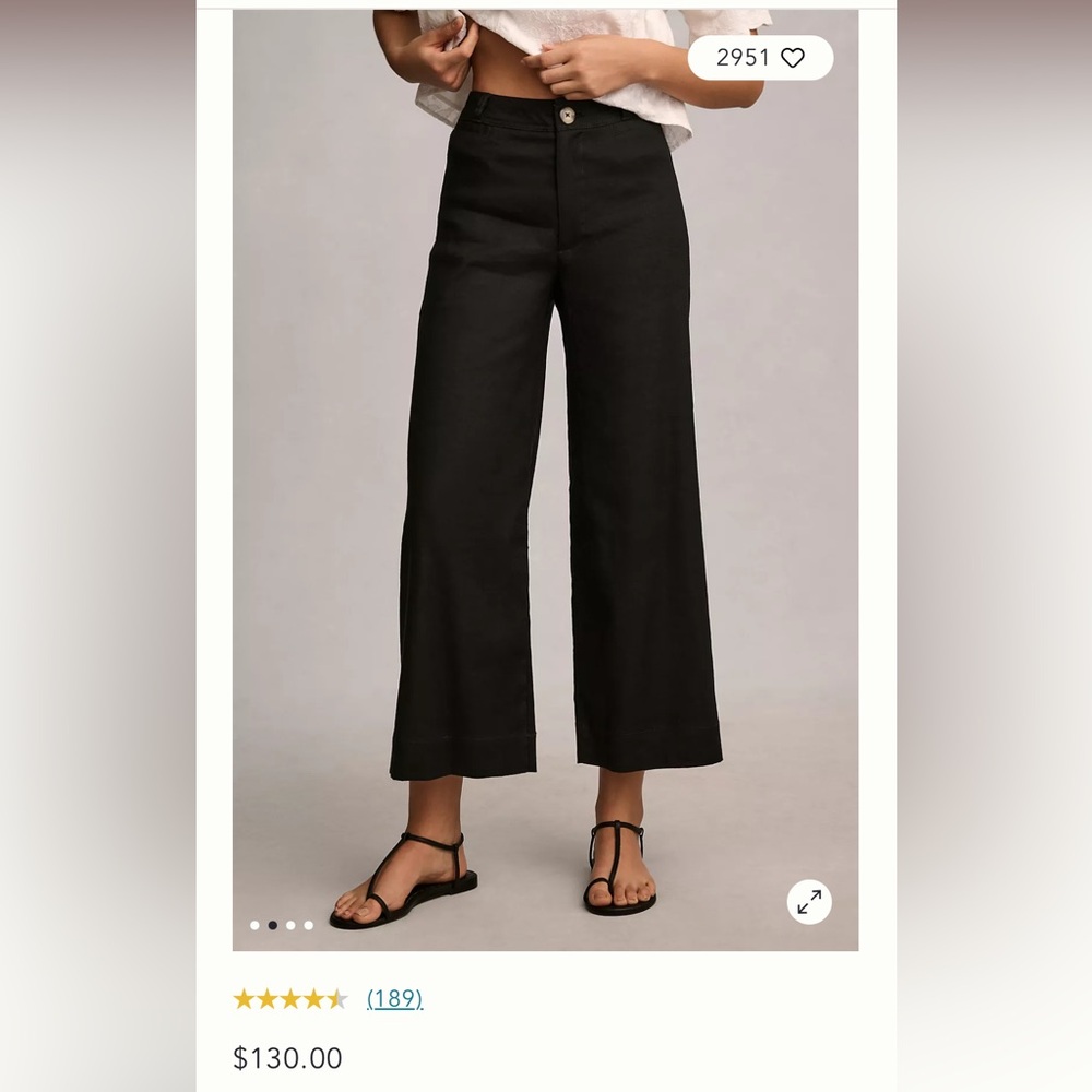 NWT Anthropologie Maeve wide leg cropped black pants
